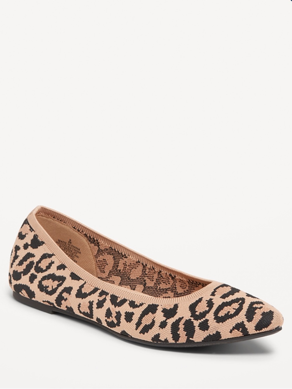 Old Navy Leopard Soft-Knit Pointed-Toe Ballet Flats